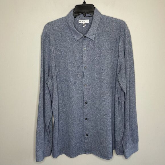 CALIBRATE Shirt Mens XL Button-Up Long Sleeve EUC Cotton Stretch Blue - Picture 1 of 8